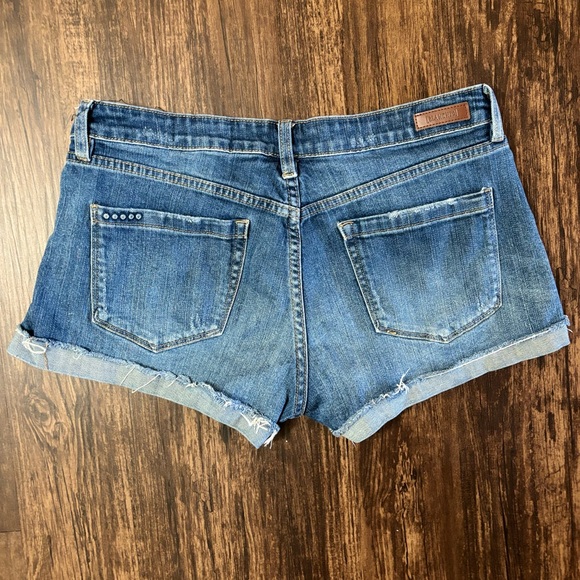 BLANK NYC The Fulton Roll Up Short Women 28 Blue Denim Cotton Stretch Distressed - Picture 2 of 2